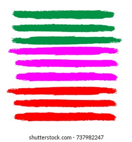 Set of Hand Painted Colorful Brush Strokes.Vector Grunge Brushes. Dirty Artistic Design Elements. Creative Design Elements. Perfect For Logo, Banner.