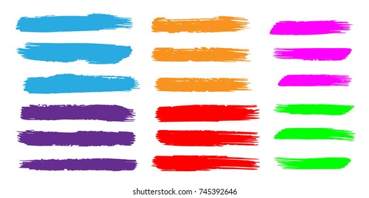 Set of Hand Painted Colorful Brush Strokes.Vector Grunge Brushes. Dirty Artistic Design Elements. Creative Design Elements. Perfect For Logo, Banner.