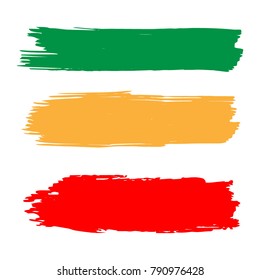 Set of Hand Painted Colorful Brush Strokes. Vector Grunge Brushes. Vector Frame For Text Modern Art Graphics For Hipsters. Dirty Artistic Creative Design Elements. Perfect For Logo, Business cards.
