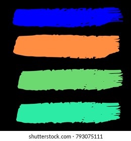 Set of Hand Painted Colorful Brush Strokes. Vector Grunge Brushes. Vector Frame For Text Modern Art Graphics For Hipsters. Dirty Artistic Creative Design Elements. Perfect For Logo, Business cards.