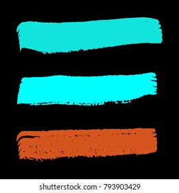 Set of Hand Painted Colorful Brush Strokes. Vector Grunge Brushes. Vector Frame For Text Modern Art Graphics For Hipsters. Dirty Artistic Creative Design Elements. Perfect For Logo, Business cards.