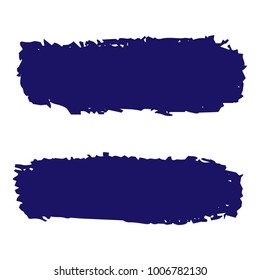 Set of Hand Painted Dark Blue Brush Strokes. Vector Grunge Brushes. Vector Frame For Text Modern Art Graphics For Hipsters. Dirty Artistic Creative Design Elements. Perfect For Logo, Banner.