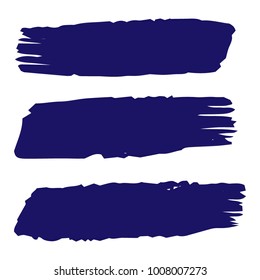 Set of Hand Painted Dark Blue Brush Strokes. Vector Grunge Brushes. Vector Frame For Text Modern Art Graphics For Hipsters. Dirty Artistic Creative Design Elements. Perfect For Logo, Banner.