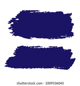 Set of Hand Painted Dark Blue Brush Strokes. Vector Grunge Brushes. Vector Frame For Text Modern Art Graphics For Hipsters. Dirty Artistic Creative Design Elements. Perfect For Logo, Banner.