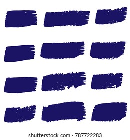 Set of Hand Painted Dark Brush Strokes. Vector Grunge Brushes. Vector Frame For Text Modern Art Graphics For Hipsters. Dirty Artistic Creative Design Elements. Perfect For Logo, Banner, Business card.