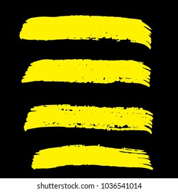 Set of Hand Painted Golden Brush Strokes. Gold Vector Grunge Brushes. Vector Frame For Text Modern Art Graphics For Hipsters.  Dirty Artistic Creative Design Elements. Perfect For Logo, Banner.