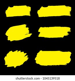 Set of Hand Painted Golden Brush Strokes. Gold Vector Grunge Brushes. Vector Frame For Text Modern Art Graphics For Hipsters.  Dirty Artistic Creative Design Elements. Perfect For Logo, Banner.