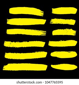 Set of Hand Painted Golden Brush Strokes. Gold Vector Grunge Brushes. Vector Frame For Text Modern Art Graphics For Hipsters.  Dirty Artistic Creative Design Elements. Perfect For Logo, Banner.