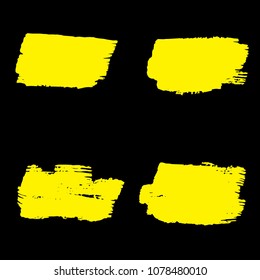 Set of Hand Painted Golden Brush Strokes. Gold Vector Grunge Brushes. Vector Frame For Text Modern Art Graphics For Hipsters.  Dirty Artistic Creative Design Elements. Perfect For Logo, Banner.
