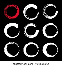 Set of hand painted ink circles. Chalkboard effect. Coffee or wine glass stains. Graphic design elements for web sites, stationary, corporate identity, scrapbooking, posters. Vector illustration.