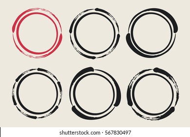 Set of hand painted ink circles. Graphic design elements for web sites, stationary printables, corporate identity, scrapbooking, posters etc. Coffee or wine glass stains. Vector illustration.