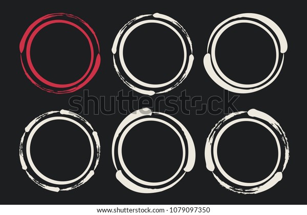 Set of hand painted ink circles. Vector\
illustration. Graphic design elements for web sites, stationary\
printables, corporate identity, scrapbooking, posters etc. Coffee\
or wine glass stains.\
Vector