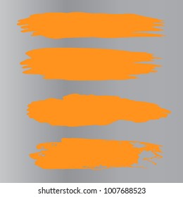 Set of Hand Painted Orange Brush Strokes. Vector Grunge Brushes. Vector Frame For Text Modern Art Graphics For Hipsters. Dirty Artistic Creative Design Elements. Perfect For Logo, Banner, Icon.