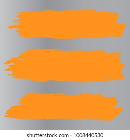 Set of Hand Painted Orange Brush Strokes. Vector Grunge Brushes. Vector Frame For Text Modern Art Graphics For Hipsters. Dirty Artistic Creative Design Elements. Perfect For Logo, Banner, Icon.