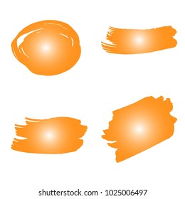 Set of Hand Painted Orange Brush Strokes. Summer Vector Grunge Brushes. Vector Frame For Text Modern Art Graphics For Hipsters.  Dirty Artistic Creative Design Elements. Perfect For Logo, Banner.