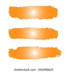 Set of Hand Painted Orange Brush Strokes. Summer Vector Grunge Brushes. Vector Frame For Text Modern Art Graphics For Hipsters.  Dirty Artistic Creative Design Elements. Perfect For Logo, Banner.