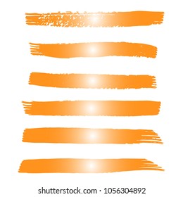 Set of Hand Painted Orange Brush Strokes. Summer Vector Grunge Brushes. Vector Frame For Text Modern Art Graphics For Hipsters.  Dirty Artistic Creative Design Elements. Perfect For Logo, Banner.