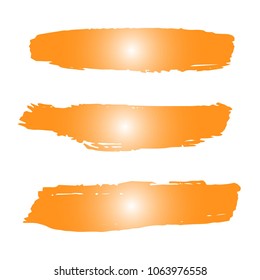 Set of Hand Painted Orange Brush Strokes. Summer Vector Grunge Brushes. Vector Frame For Text Modern Art Graphics For Hipsters.  Dirty Artistic Creative Design Elements. Perfect For Logo, Banner.