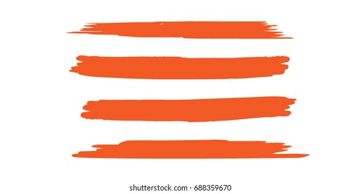 Set of Hand Painted Orange Brush Strokes.Vector Grunge Brushes. Dirty Artistic Design Elements. Creative Design Elements. Perfect For Logo, Banner.