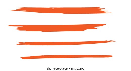 Set of Hand Painted orange Brush Strokes.Vector Grunge Brushes. Dirty Artistic Design Elements. Creative Design Elements. Perfect For Logo, Banner.