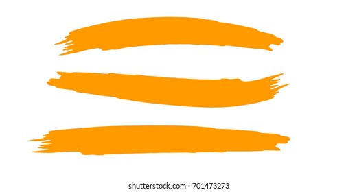 Set of Hand Painted Orange Brush Strokes. Vector Grunge Brushes. Dirty Artistic Design Elements. Creative Design Elements. Perfect For Logo, Banner.