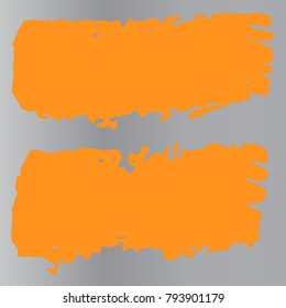 Set of Hand Painted Orange Brush Strokes. Vector Grunge Brushes. Vector Frame For Text Modern Art Graphics For Hipsters. Dirty Artistic Creative Design Elements. Perfect For Logo, Banner, Icon.