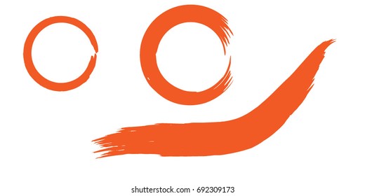 Set of Hand Painted Orange Circle And  Brush Strokes.Vector Grunge Brushes. Dirty Artistic Design Elements. Creative Design Elements.