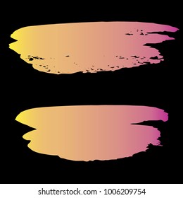 Set of Hand Painted Orange, Pink Brush Strokes. Vector Grunge Brushes. Vector Frame For Text Modern Art Graphics For Hipsters. Dirty Artistic Creative Design Elements. Perfect For Logo, Banner, Icon.