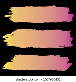 Set of Hand Painted Orange, Pink Brush Strokes. Vector Grunge Brushes. Vector Frame For Text Modern Art Graphics For Hipsters. Dirty Artistic Creative Design Elements. Perfect For Logo, Banner, Icon.