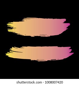 Set of Hand Painted Orange, Pink Brush Strokes. Vector Grunge Brushes. Vector Frame For Text Modern Art Graphics For Hipsters. Dirty Artistic Creative Design Elements. Perfect For Logo, Banner, Icon.