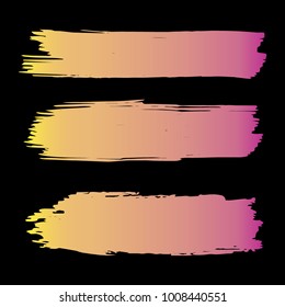Set of Hand Painted Orange, Pink Brush Strokes. Vector Grunge Brushes. Vector Frame For Text Modern Art Graphics For Hipsters. Dirty Artistic Creative Design Elements. Perfect For Logo, Banner, Icon.