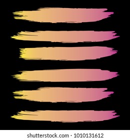 Set of Hand Painted Orange, Pink Brush Strokes. Vector Grunge Brushes. Vector Frame For Text Modern Art Graphics For Hipsters. Dirty Artistic Creative Design Elements. Perfect For Logo, Banner, Icon.
