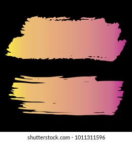 Set of Hand Painted Orange, Pink Brush Strokes. Vector Grunge Brushes. Vector Frame For Text Modern Art Graphics For Hipsters. Dirty Artistic Creative Design Elements. Perfect For Logo, Banner, Icon.
