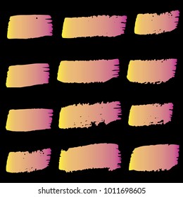 Set of Hand Painted Orange, Pink Brush Strokes. Vector Grunge Brushes. Vector Frame For Text Modern Art Graphics For Hipsters. Dirty Artistic Creative Design Elements. Perfect For Logo, Banner, Icon.