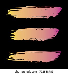 Set of Hand Painted Orange, Pink Brush Strokes. Vector Grunge Brushes. Vector Frame For Text Modern Art Graphics For Hipsters. Dirty Artistic Creative Design Elements. Perfect For Logo, Banner, Icon.