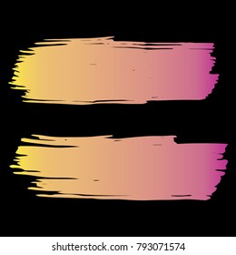 Set of Hand Painted Orange, Pink Brush Strokes. Vector Grunge Brushes. Vector Frame For Text Modern Art Graphics For Hipsters. Dirty Artistic Creative Design Elements. Perfect For Logo, Banner, Icon.
