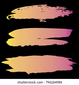 Set of Hand Painted Orange, Pink Brush Strokes. Vector Grunge Brushes. Vector Frame For Text Modern Art Graphics For Hipsters. Dirty Artistic Creative Design Elements. Perfect For Logo, Banner, Icon.