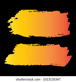 Set of Hand Painted Orange, Red Brush Strokes. Vector Grunge Brushes. Vector Frame For Text Modern Art Graphics For Hipsters. Dirty Artistic Creative Design Elements. Perfect For Logo, Banner, Icon.