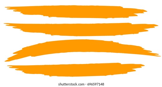 Set of Hand Painted Orange-Golden Brush Strokes.Vector Grunge Brushes. Dirty Artistic Design Elements. Creative Design Elements. Perfect For Logo, Banner.