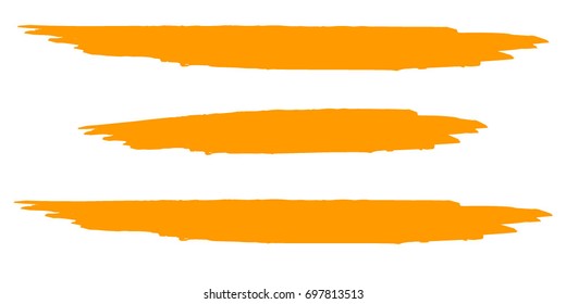 Set of Hand Painted Orange-Yellow Brush Strokes.Vector Grunge Brushes. Dirty Artistic Design Elements. Creative Design Elements. Perfect For Logo, Banner.