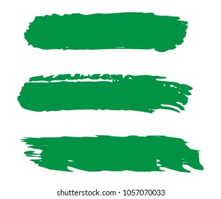 Set of Hand Painted Organic Brush Strokes. Green Vector Grunge Brushes. Vector Frame For Text Modern Art Graphics For Hipsters. Dirty Artistic Creative Design Elements. Perfect For Logo, Banner.