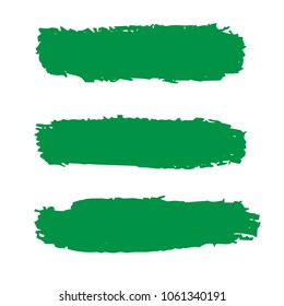Set of Hand Painted Organic Brush Strokes. Green Vector Grunge Brushes. Vector Frame For Text Modern Art Graphics For Hipsters.  Dirty Artistic Creative Design Elements. Perfect For Logo, Banner.