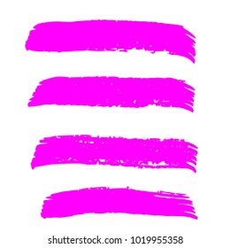 Set of Hand Painted Pink Brush Strokes. Vector Grunge Brushes. Color Vector Frame For Text Modern Art Graphics For Hipsters.  Dirty Artistic Creative Design Elements. Perfect For Logo, Banner.