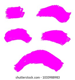 Set of Hand Painted Pink Brush Strokes. Vector Grunge Brushes. Color Vector Frame For Text Modern Art Graphics For Hipsters.  Dirty Artistic Creative Design Elements. Perfect For Logo, Banner.