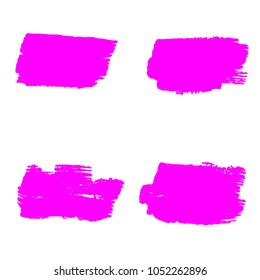 Set of Hand Painted Pink Brush Strokes. Vector Grunge Brushes. Color Vector Frame For Text Modern Art Graphics For Hipsters.  Dirty Artistic Creative Design Elements. Perfect For Logo, Banner.