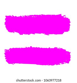 Set of Hand Painted Pink Brush Strokes. Vector Grunge Brushes. Color Vector Frame For Text Modern Art Graphics For Hipsters.  Dirty Artistic Creative Design Elements. Perfect For Logo, Banner.