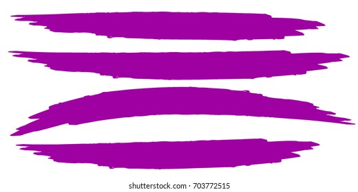 Set of Hand Painted Pink Brush Strokes. Vector Grunge Brushes. Dirty Artistic Design Elements. Creative Design Elements. Perfect For Logo, Banner.