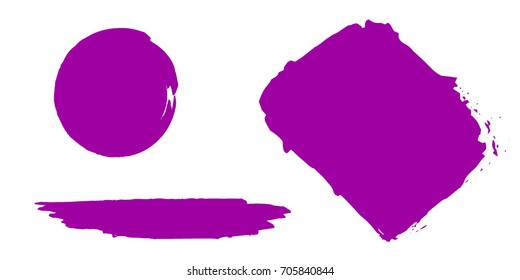 Set of Hand Painted Pink Brush Strokes.Vector Grunge Brushes. Dirty Artistic Design Elements. Creative Design Elements. Perfect For Logo, Banner.