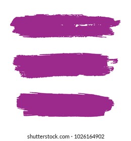 Set of Hand Painted Purple Brush Strokes. Vector Grunge Brushes. Color Vector Frame For Text Modern Art Graphics For Hipsters.  Dirty Artistic Creative Design Elements. Perfect For Logo, Banner.