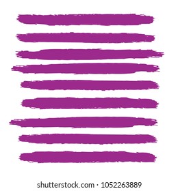 Set of Hand Painted Purple Brush Strokes. Vector Grunge Brushes. Color Vector Frame For Text Modern Art Graphics For Hipsters.  Dirty Artistic Creative Design Elements. Perfect For Logo, Banner.